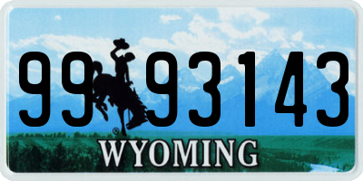 WY license plate 9993143