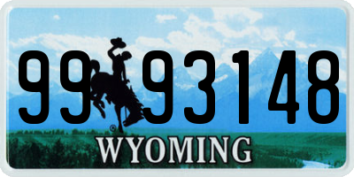 WY license plate 9993148