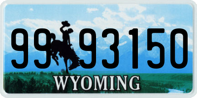 WY license plate 9993150