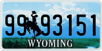 WY license plate 9993151