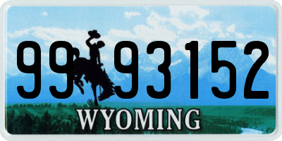 WY license plate 9993152