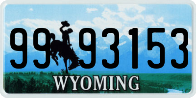 WY license plate 9993153