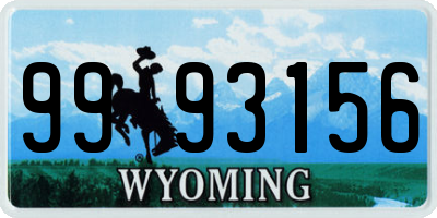 WY license plate 9993156