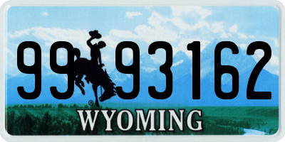 WY license plate 9993162