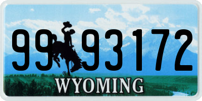 WY license plate 9993172