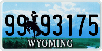 WY license plate 9993175