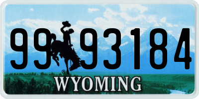 WY license plate 9993184