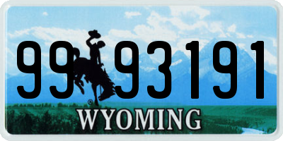WY license plate 9993191