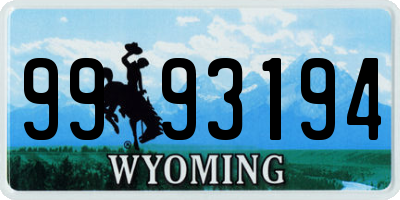 WY license plate 9993194