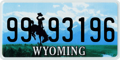 WY license plate 9993196