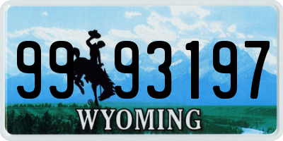 WY license plate 9993197