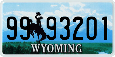 WY license plate 9993201