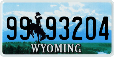 WY license plate 9993204