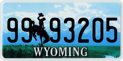 WY license plate 9993205