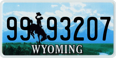 WY license plate 9993207