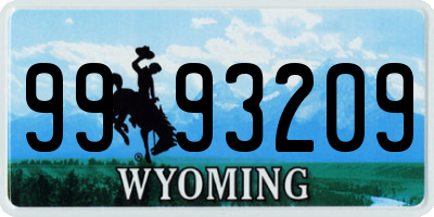 WY license plate 9993209