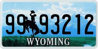 WY license plate 9993212