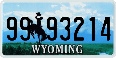 WY license plate 9993214