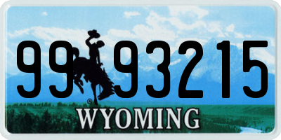 WY license plate 9993215