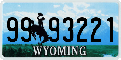 WY license plate 9993221