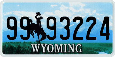 WY license plate 9993224
