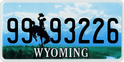 WY license plate 9993226