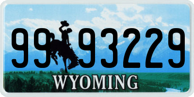 WY license plate 9993229