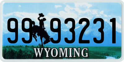 WY license plate 9993231