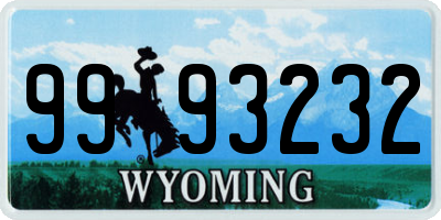 WY license plate 9993232