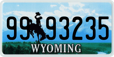WY license plate 9993235