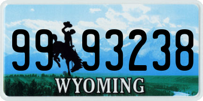 WY license plate 9993238