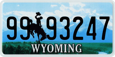 WY license plate 9993247