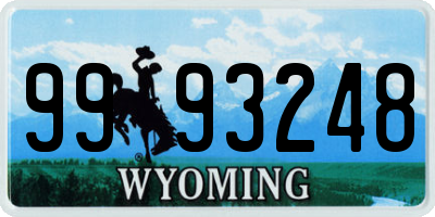 WY license plate 9993248