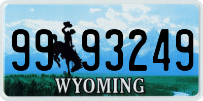 WY license plate 9993249