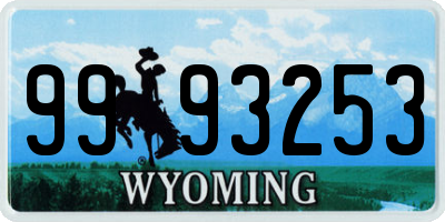 WY license plate 9993253