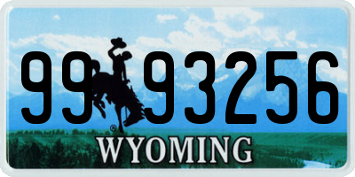 WY license plate 9993256