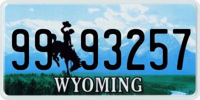 WY license plate 9993257