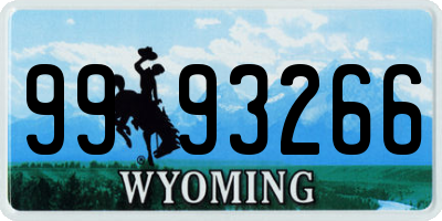 WY license plate 9993266