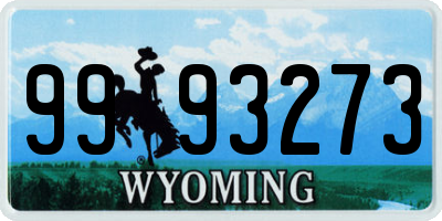 WY license plate 9993273