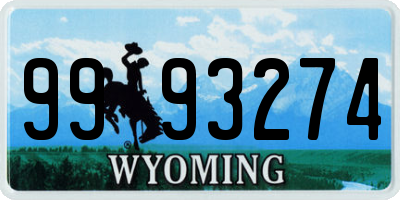 WY license plate 9993274