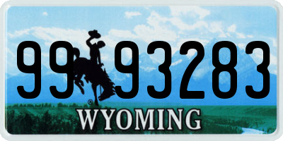 WY license plate 9993283