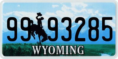 WY license plate 9993285