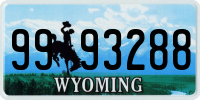 WY license plate 9993288