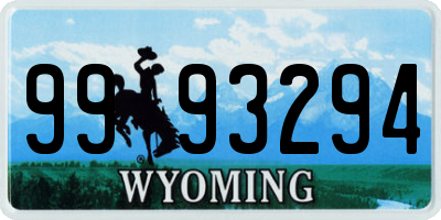 WY license plate 9993294