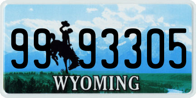 WY license plate 9993305