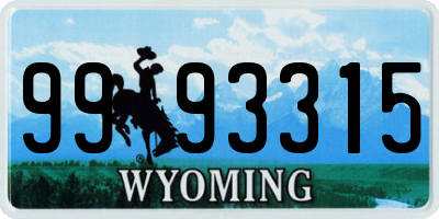 WY license plate 9993315