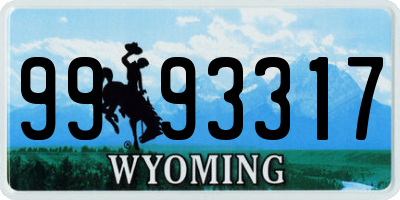 WY license plate 9993317