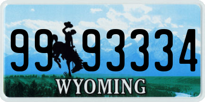 WY license plate 9993334