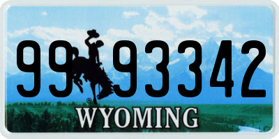 WY license plate 9993342