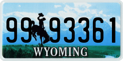 WY license plate 9993361